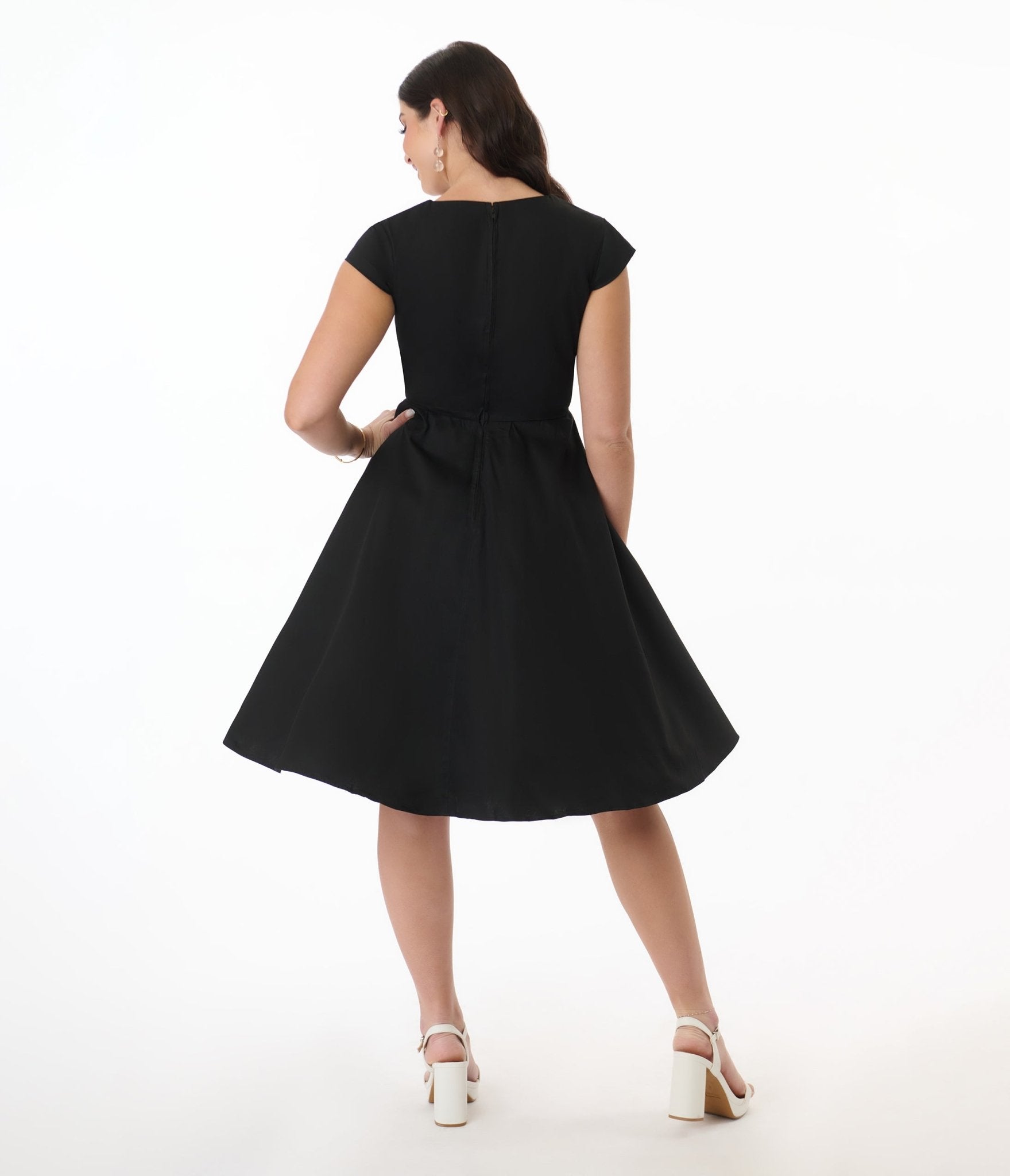 Orchid Bloom Black & White Bow Swing Dress - Unique Vintage - Womens, DRESSES, SWING