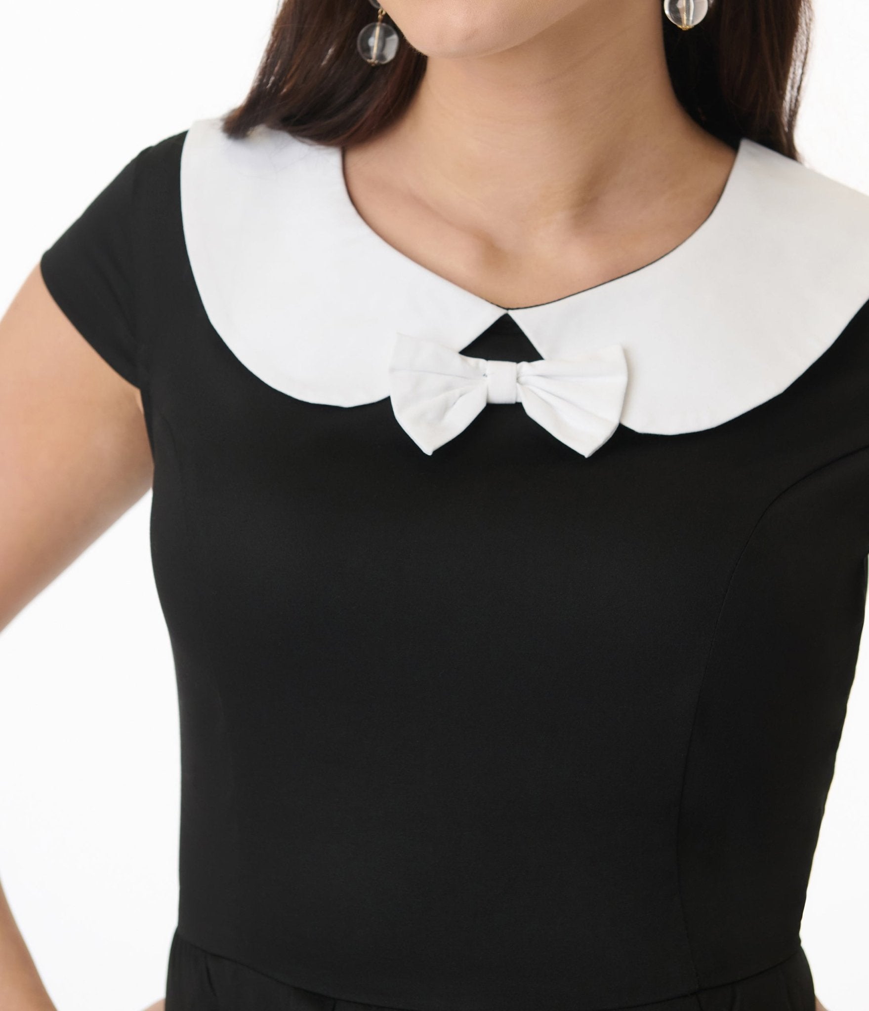 Orchid Bloom Black & White Bow Swing Dress - Unique Vintage - Womens, DRESSES, SWING