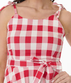 Orchid Bloom Red & White Plaid Picnic Swing Dress - Unique Vintage - Womens, DRESSES, SWING