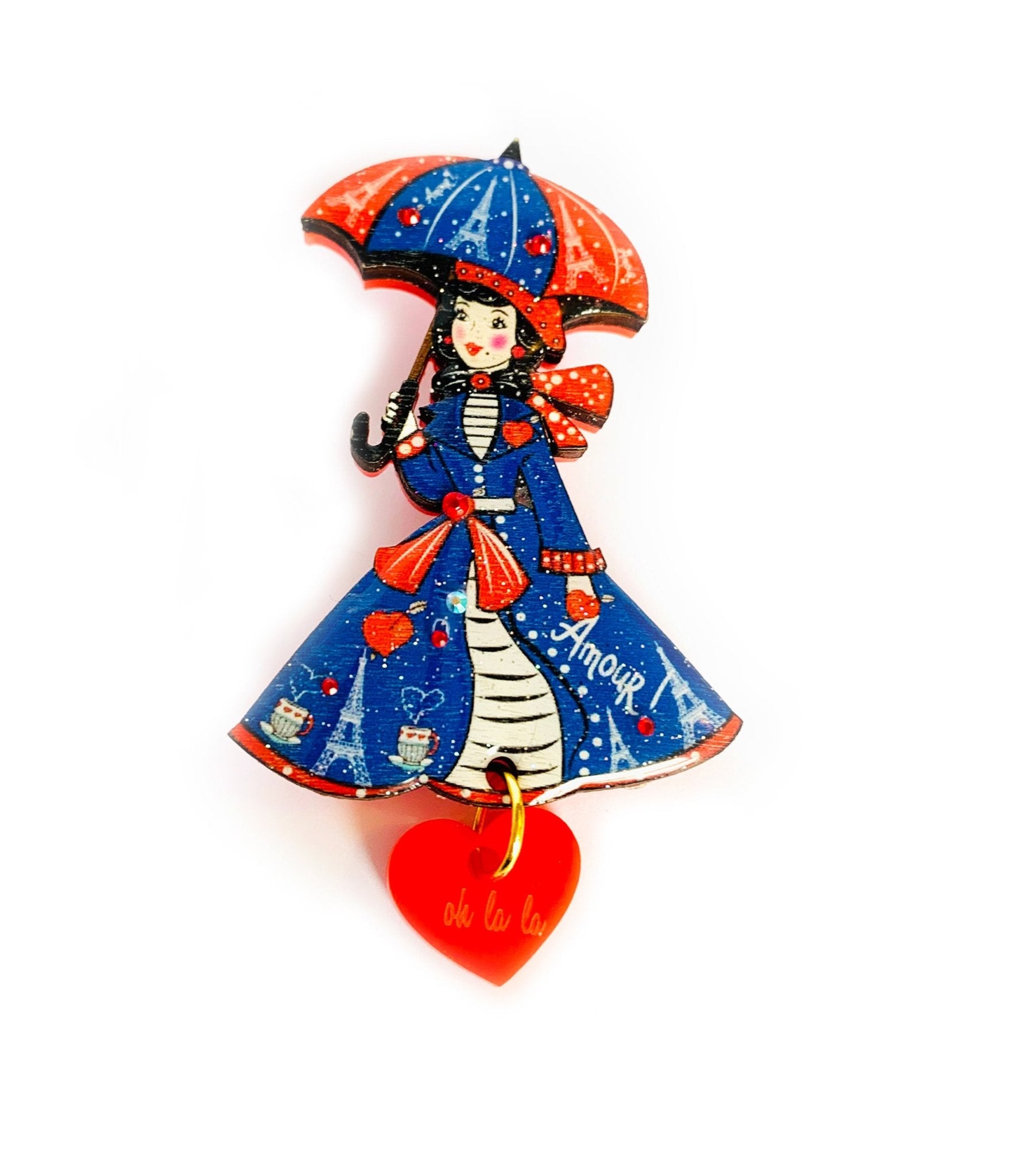 Paris Girl Brooch - Unique Vintage - Womens, ACCESSORIES, JEWELRY