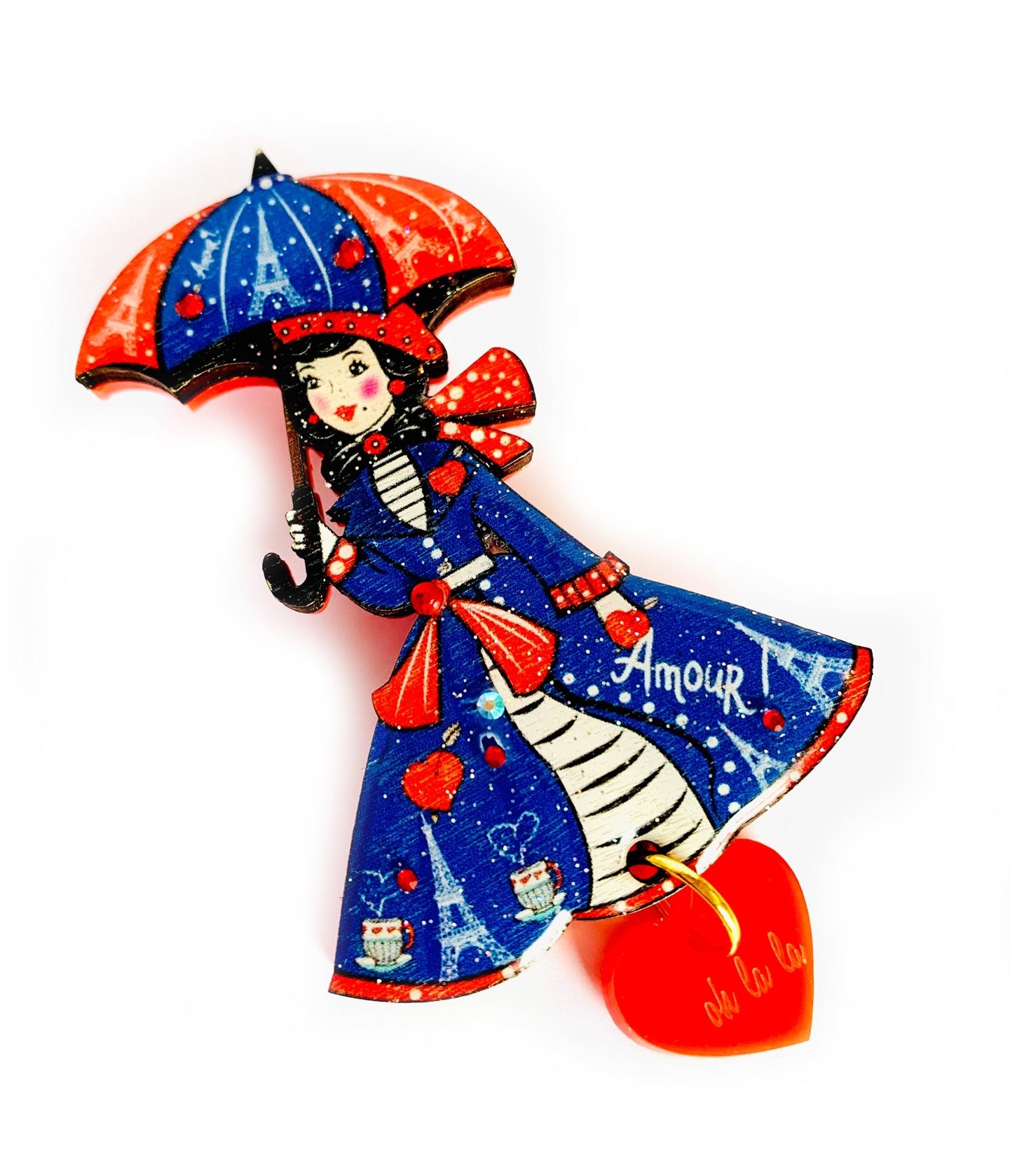 Paris Girl Brooch - Unique Vintage - Womens, ACCESSORIES, JEWELRY