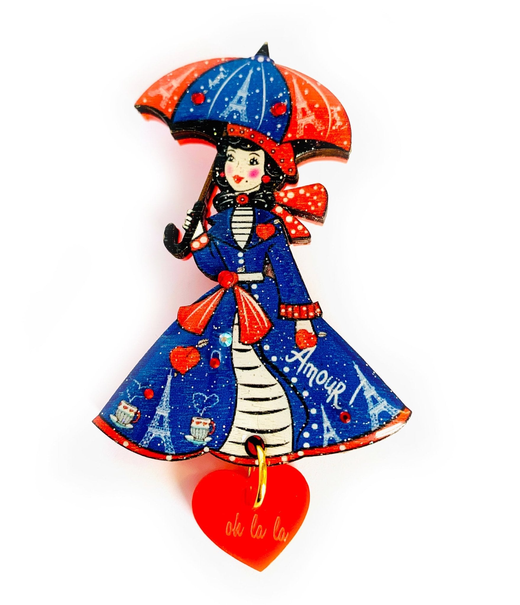 Paris Girl Brooch - Unique Vintage - Womens, ACCESSORIES, JEWELRY