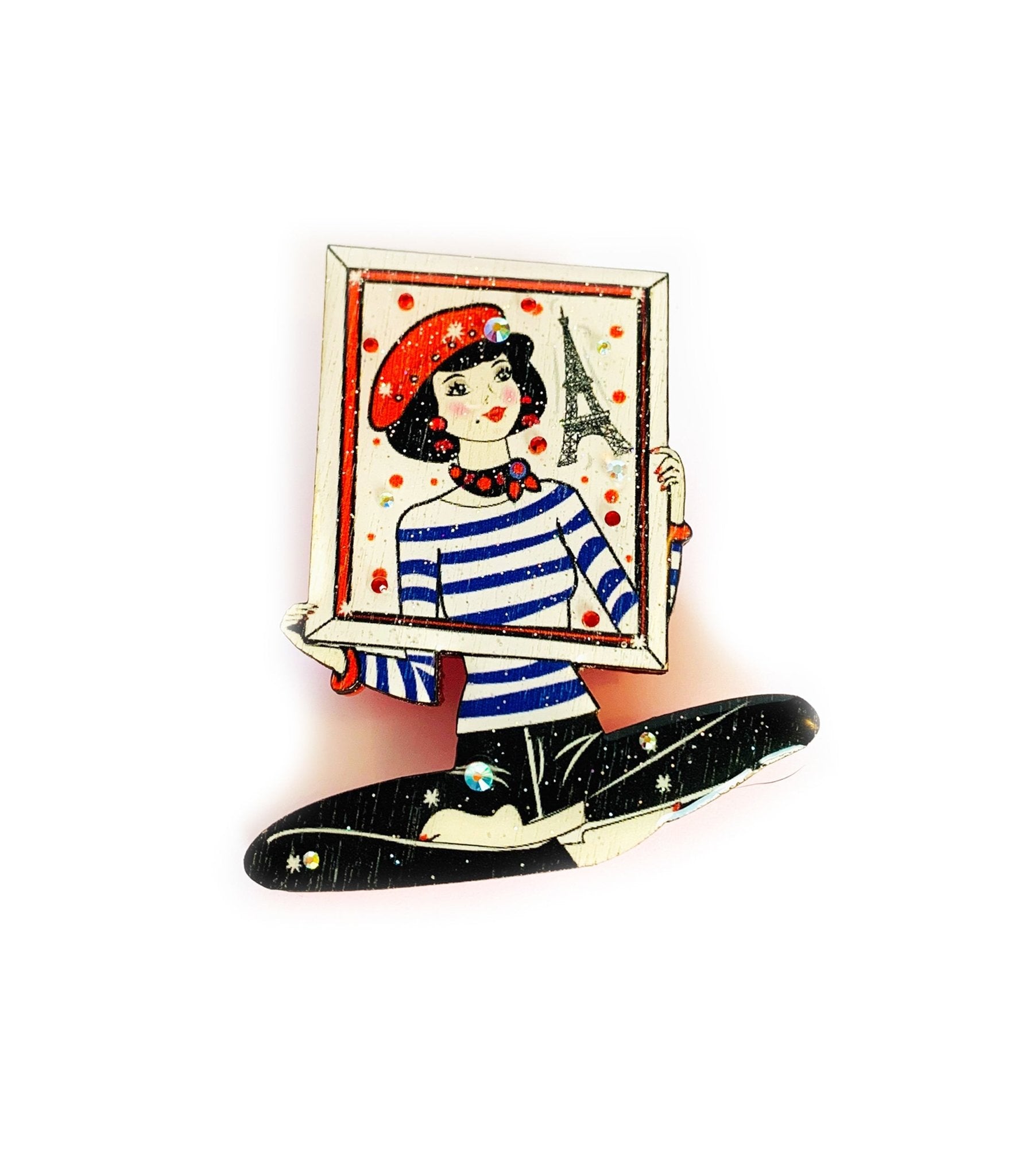Parisian Girl Brooch - Unique Vintage - Womens, ACCESSORIES, JEWELRY