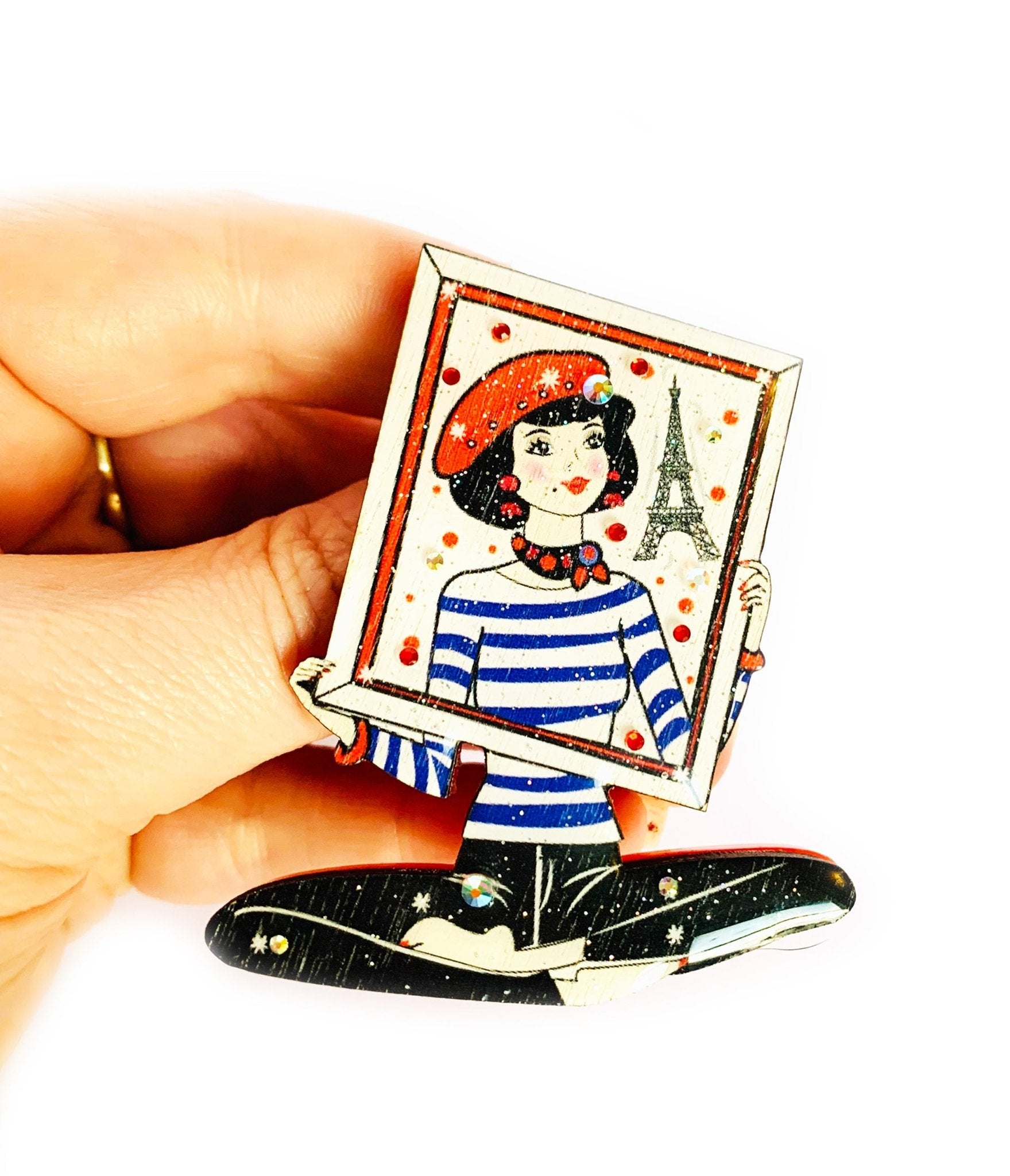 Parisian Girl Brooch - Unique Vintage - Womens, ACCESSORIES, JEWELRY