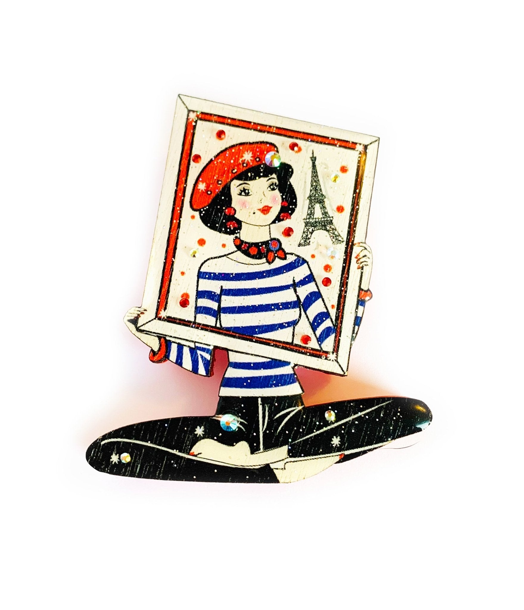 Parisian Girl Brooch - Unique Vintage - Womens, ACCESSORIES, JEWELRY