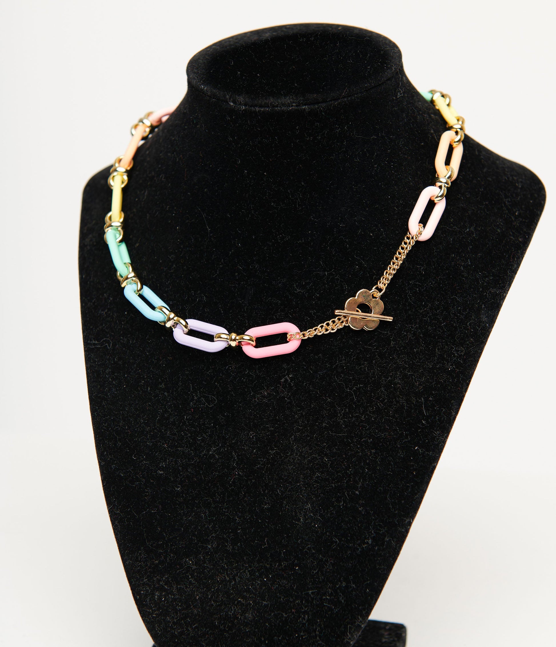 Pastel Rainbow Chain Necklace - Unique Vintage - Womens, ACCESSORIES, JEWELRY
