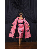 Pink & Black Spider Print Morticia Set - Unique Vintage - Womens, DRESSES, WIGGLE