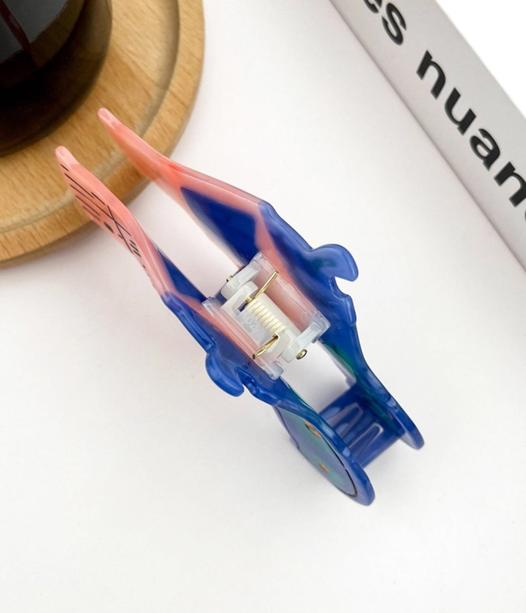 Pink & Blue Revolver Shaped Hair Claw Clip - Unique Vintage - Womens, ACCESSORIES, HAIR