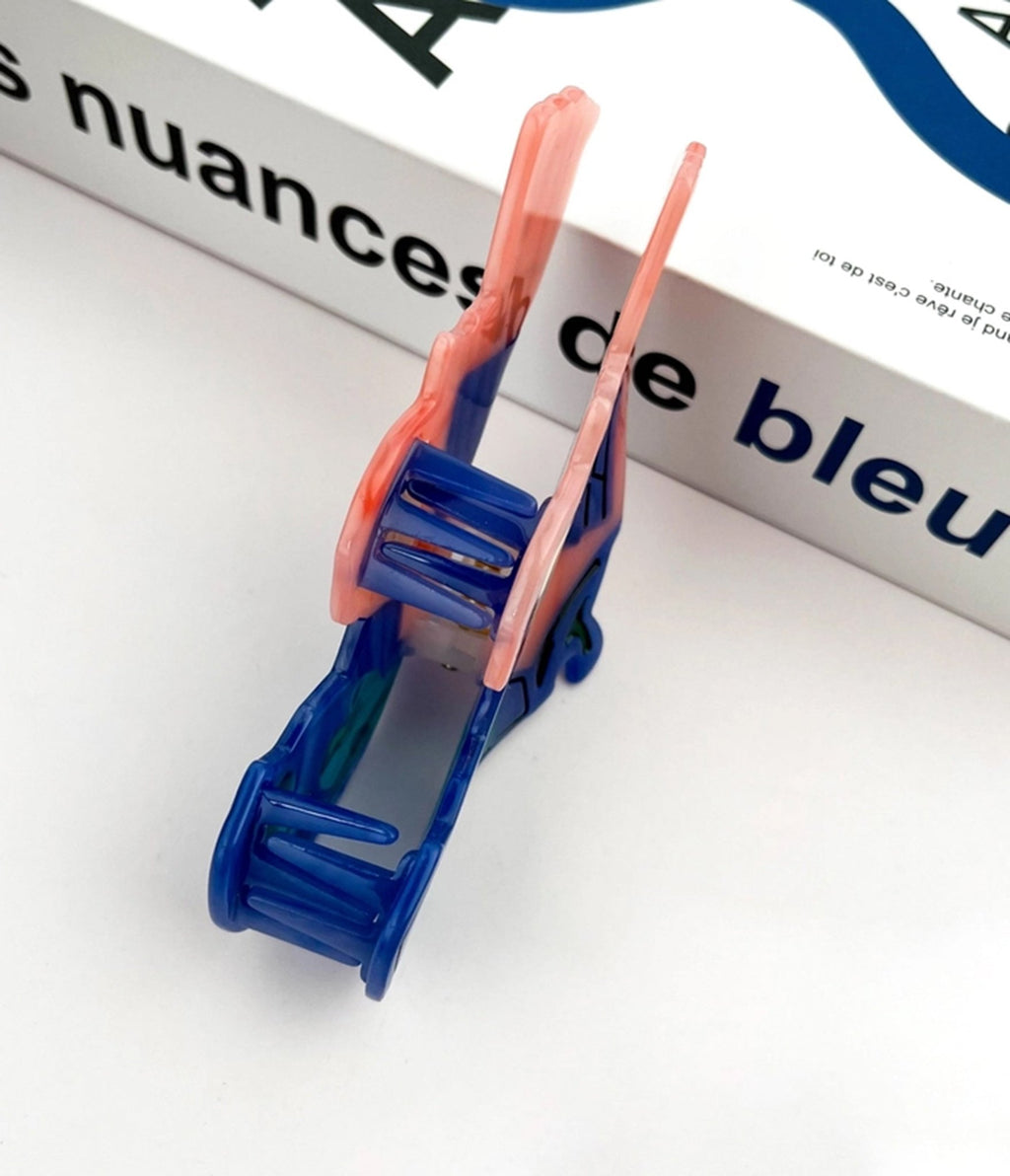 Pink & Blue Revolver Shaped Hair Claw Clip - Unique Vintage - Womens, ACCESSORIES, HAIR