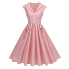 Pink Bow Pocket Swing Dress - Unique Vintage - Womens, DRESSES, SWING