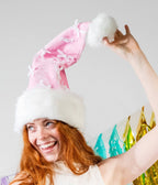 Pink Bow Santa Hat - Unique Vintage - Womens, ACCESSORIES, HATS