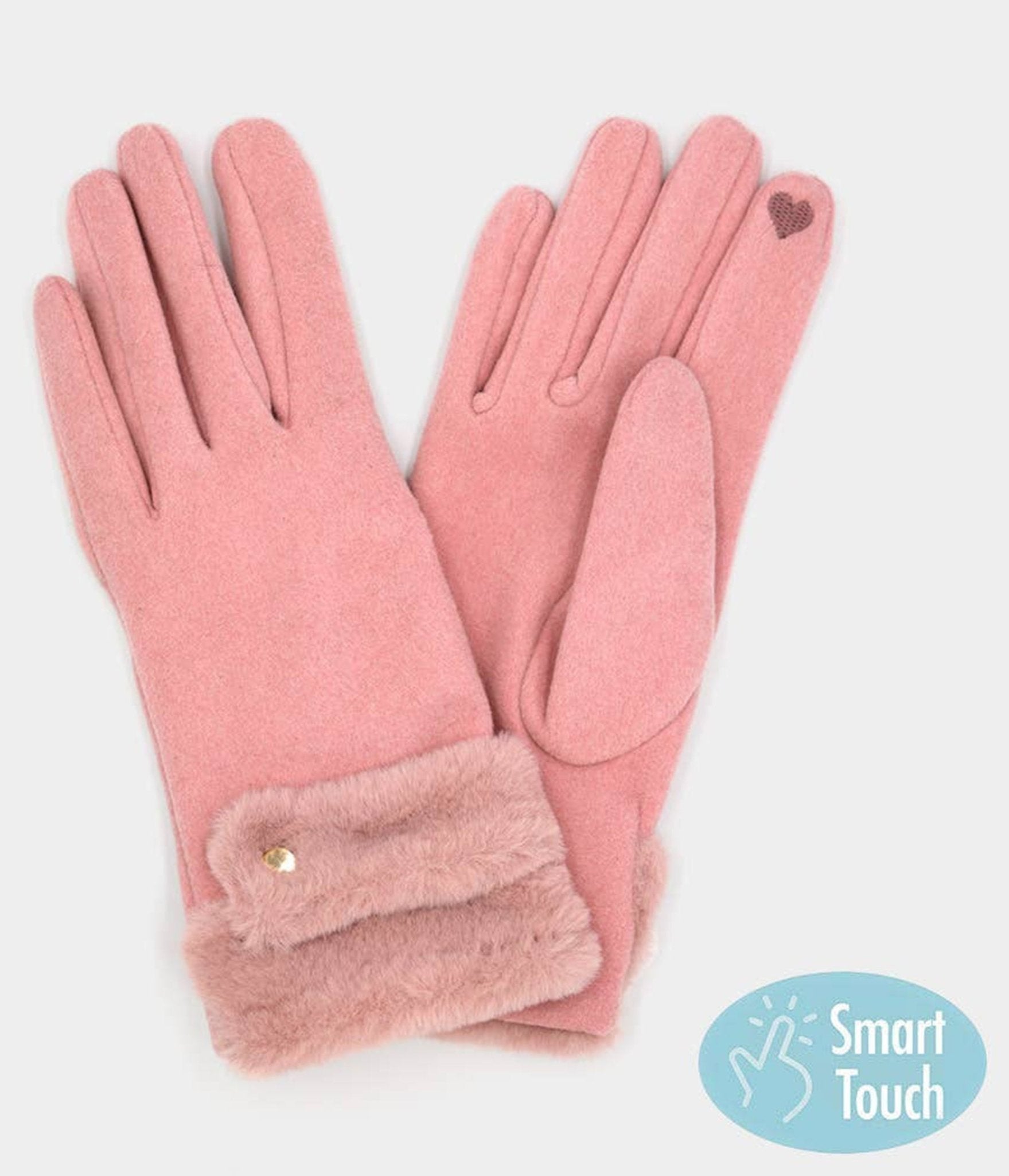 Pink Fleece Smart Touch Gloves - Unique Vintage - Womens, ACCESSORIES, GLOVES/SCARVES