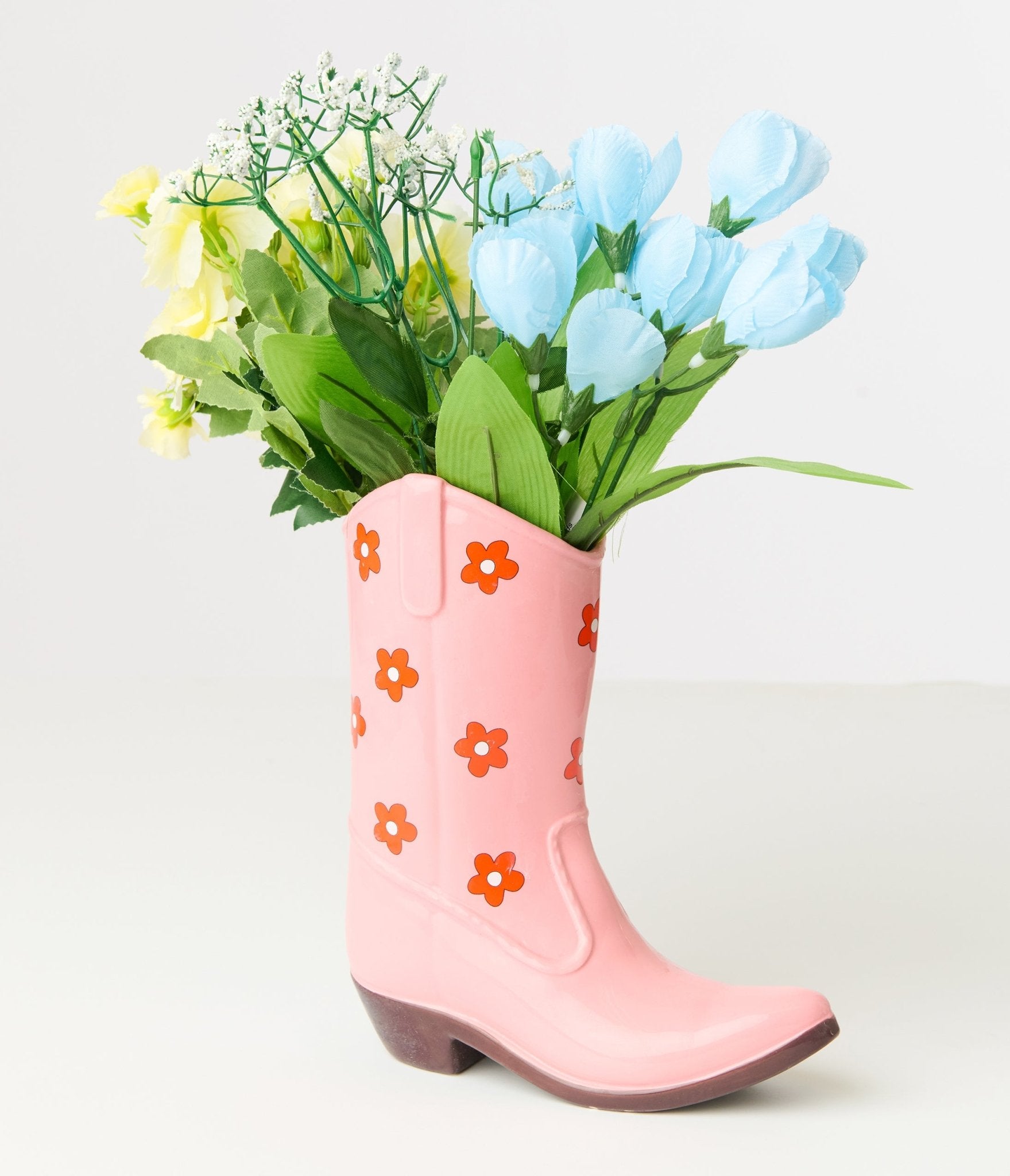 Pink Floral Ceramic Cowboy Boot Vase - Unique Vintage - Womens, ACCESSORIES, GIFTS/HOME