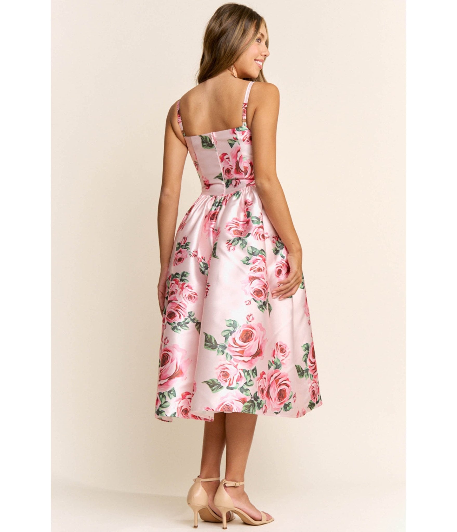 Pink Floral Print Dress - Unique Vintage - Womens, DRESSES, FIT AND FLARE