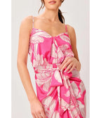 Pink Floral Sarong Midi Dress - Unique Vintage - Womens, DRESSES, MIDI
