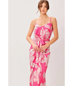 Pink Floral Sarong Midi Dress - Unique Vintage - Womens, DRESSES, MIDI