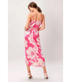 Pink Floral Sarong Midi Dress - Unique Vintage - Womens, DRESSES, MIDI