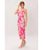 Pink Floral Sarong Midi Dress - Unique Vintage - Womens, DRESSES, MIDI