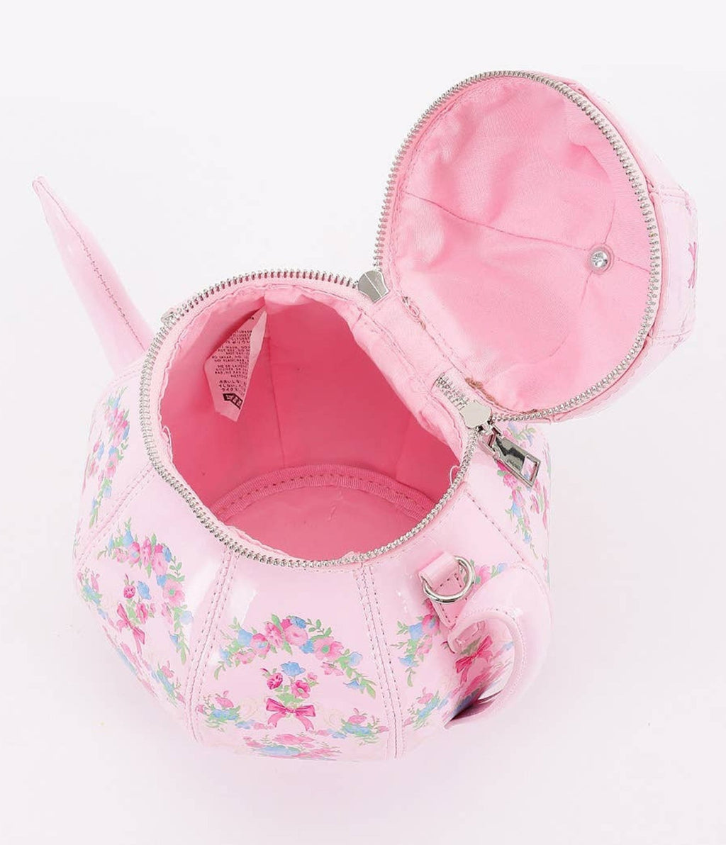 Pink Floral Teapot Handbag - Unique Vintage - Womens, ACCESSORIES, HANDBAGS