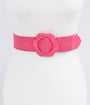 Pink Flower Buckle Woven Belt