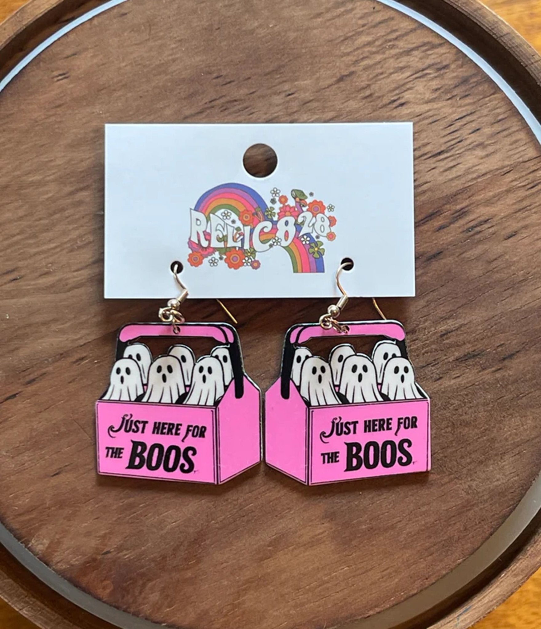Pink Ghosts Statement Earrings - Unique Vintage - Womens, ACCESSORIES, JEWELRY