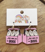 Pink Ghosts Statement Earrings - Unique Vintage - Womens, ACCESSORIES, JEWELRY