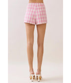 Pink Gingham High Waisted Shorts - Unique Vintage - Womens, BOTTOMS, SHORTS