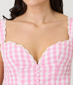 Pink Gingham Sweetheart Mini Dress - Unique Vintage - Womens, DRESSES, FIT AND FLARE