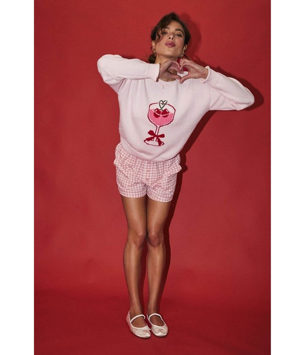 Pink Heart Martini Sweater - Unique Vintage - Womens, TOPS, SWEATERS