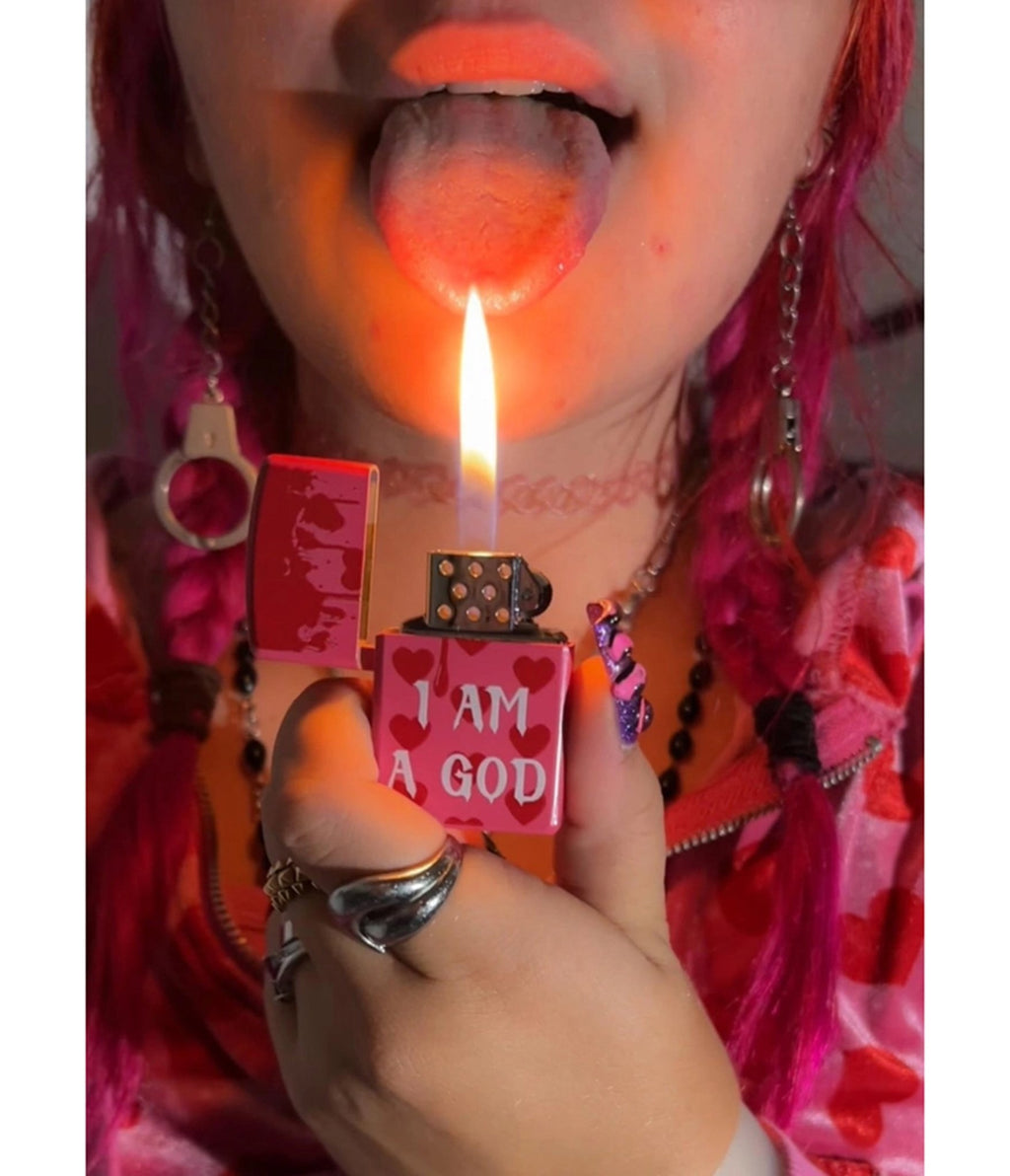 Pink Heart Print Pocket Lighter - Unique Vintage - Womens, ACCESSORIES, GIFTS/HOME