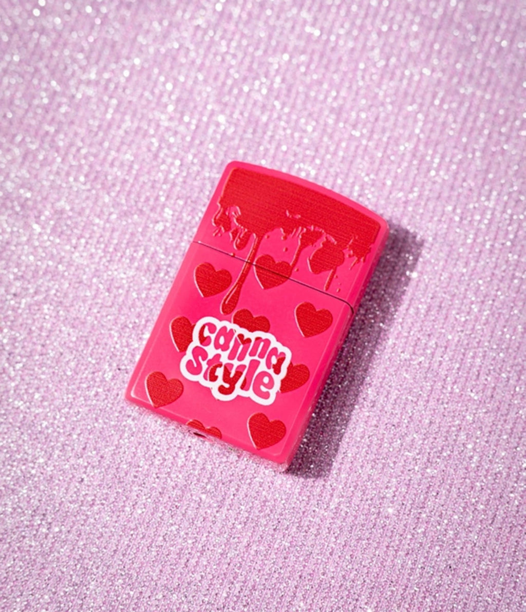 Pink Heart Print Pocket Lighter - Unique Vintage - Womens, ACCESSORIES, GIFTS/HOME