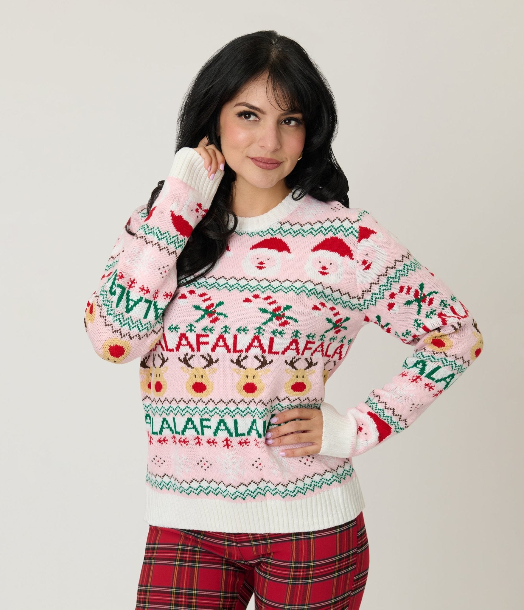 Pink Holiday Fair Isle Sweater - Unique Vintage - Womens, TOPS, SWEATERS