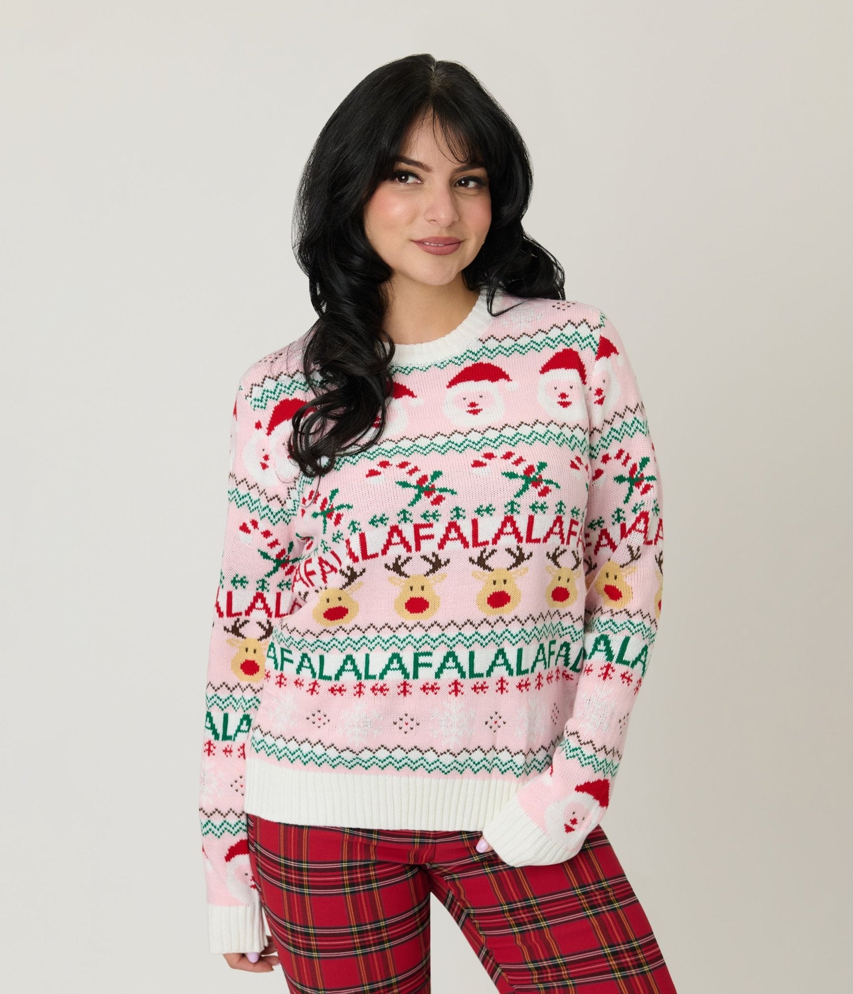 Pink Holiday Fair Isle Sweater - Unique Vintage - Womens, TOPS, SWEATERS