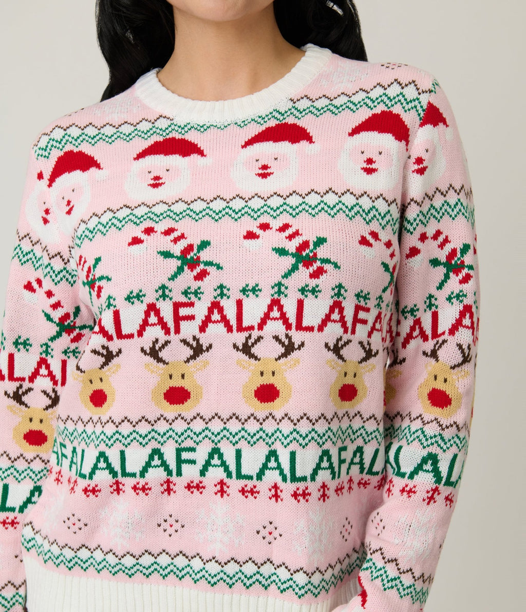 Pink Holiday Fair Isle Sweater - Unique Vintage - Womens, TOPS, SWEATERS