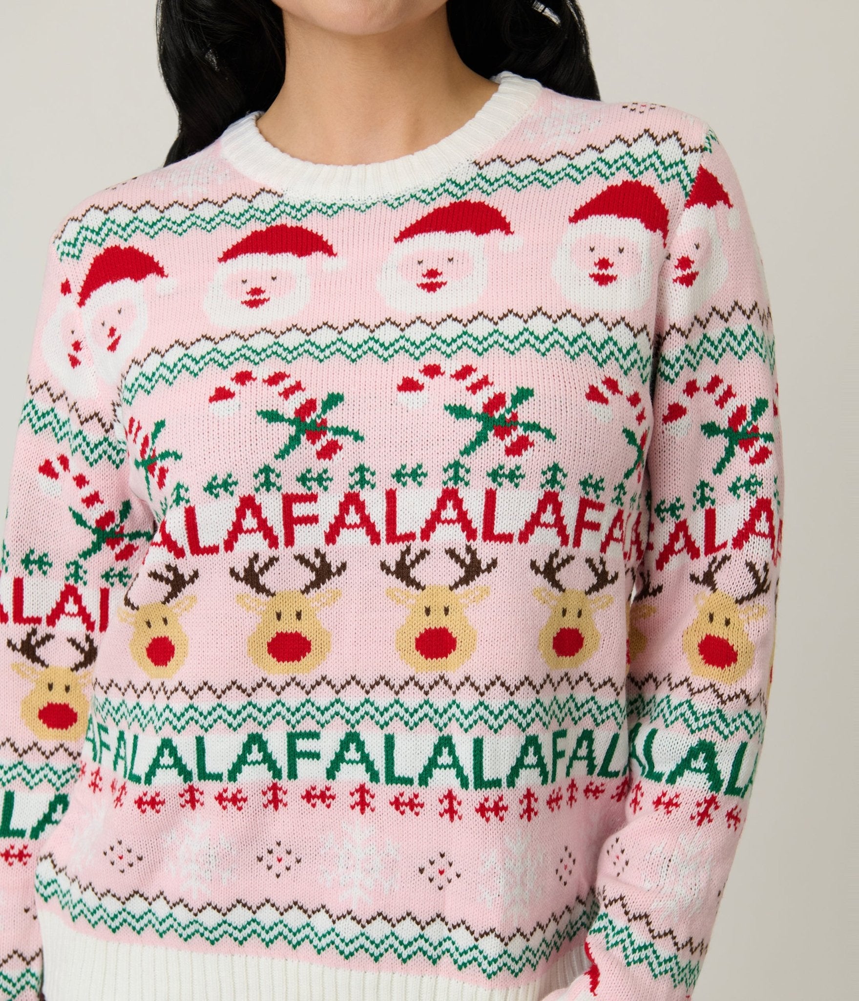 Pink Holiday Fair Isle Sweater - Unique Vintage - Womens, TOPS, SWEATERS