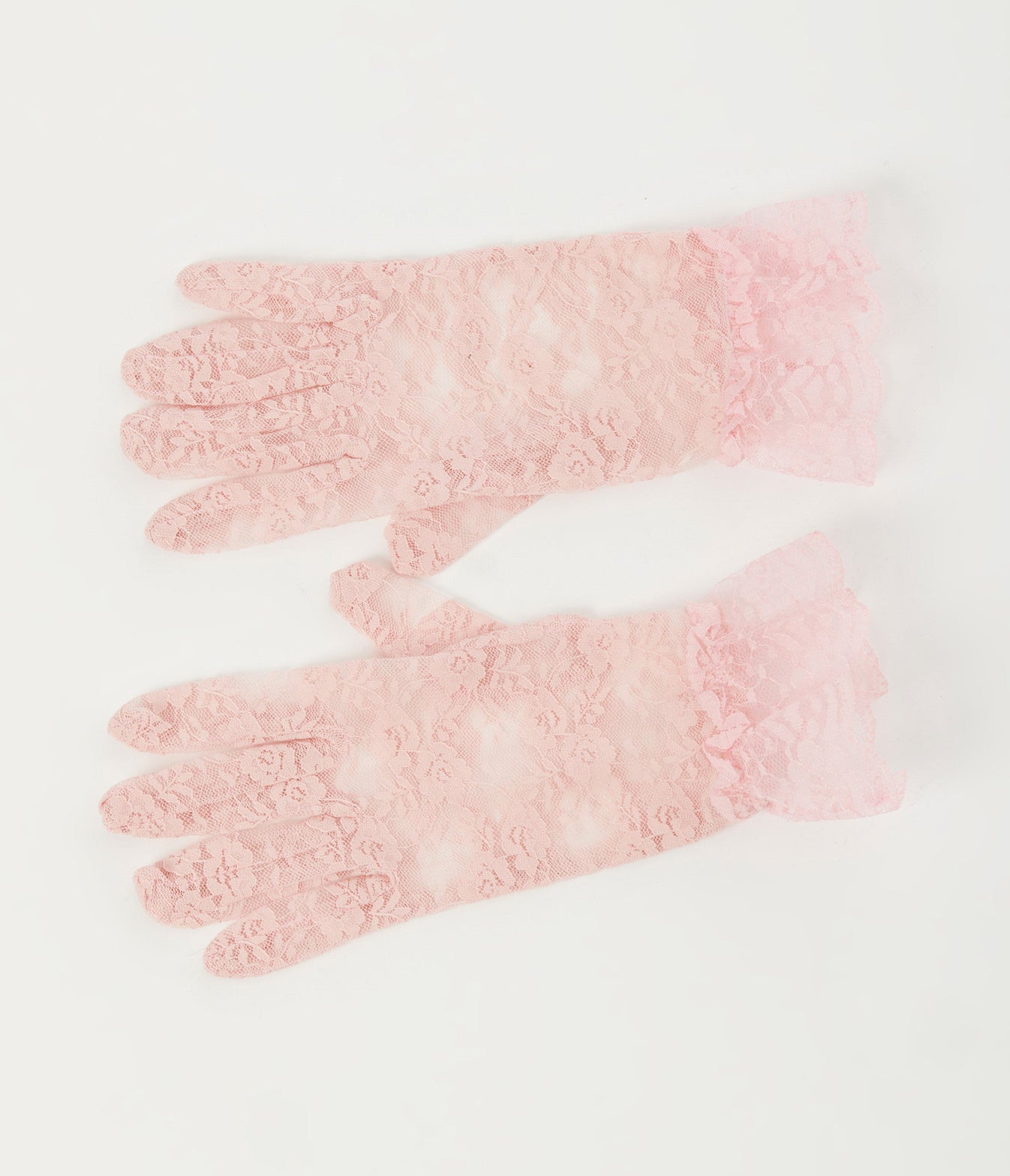 Pink Lace Ruffle Gloves Unique Vintage