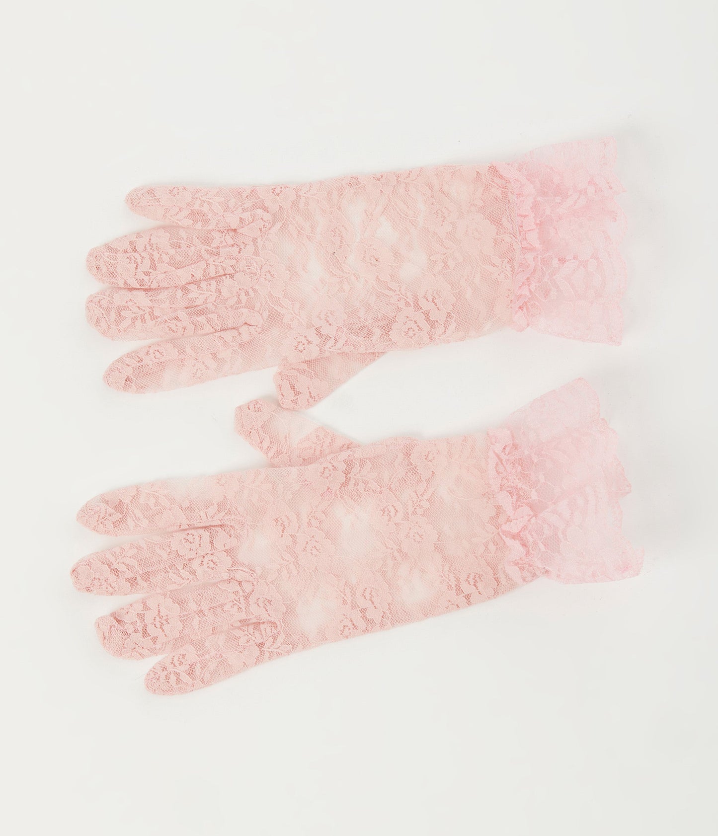 Pink Lace Ruffle Gloves - Unique Vintage - Womens, ACCESSORIES, GLOVES/SCARVES