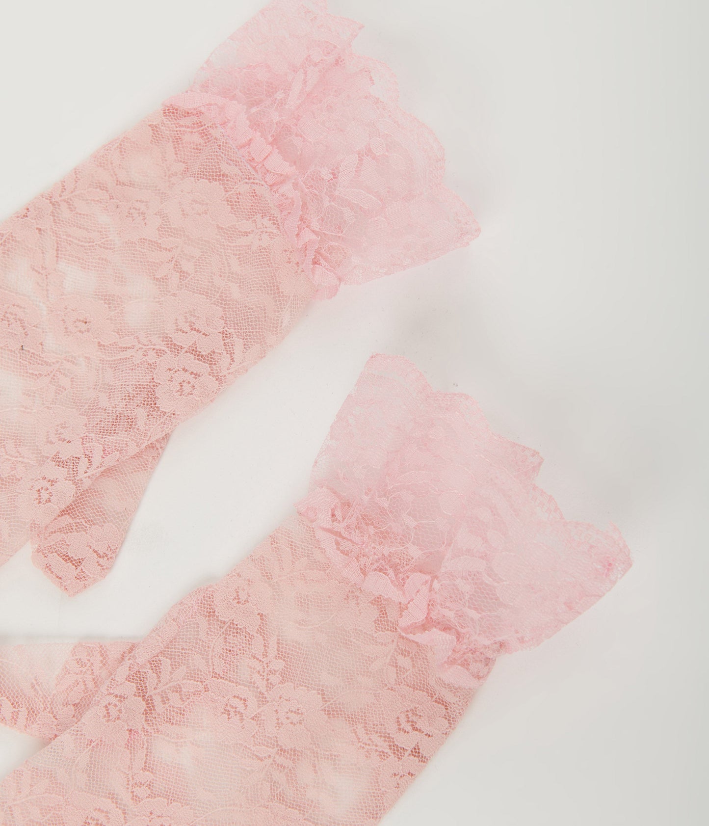Pink Lace Ruffle Gloves - Unique Vintage - Womens, ACCESSORIES, GLOVES/SCARVES