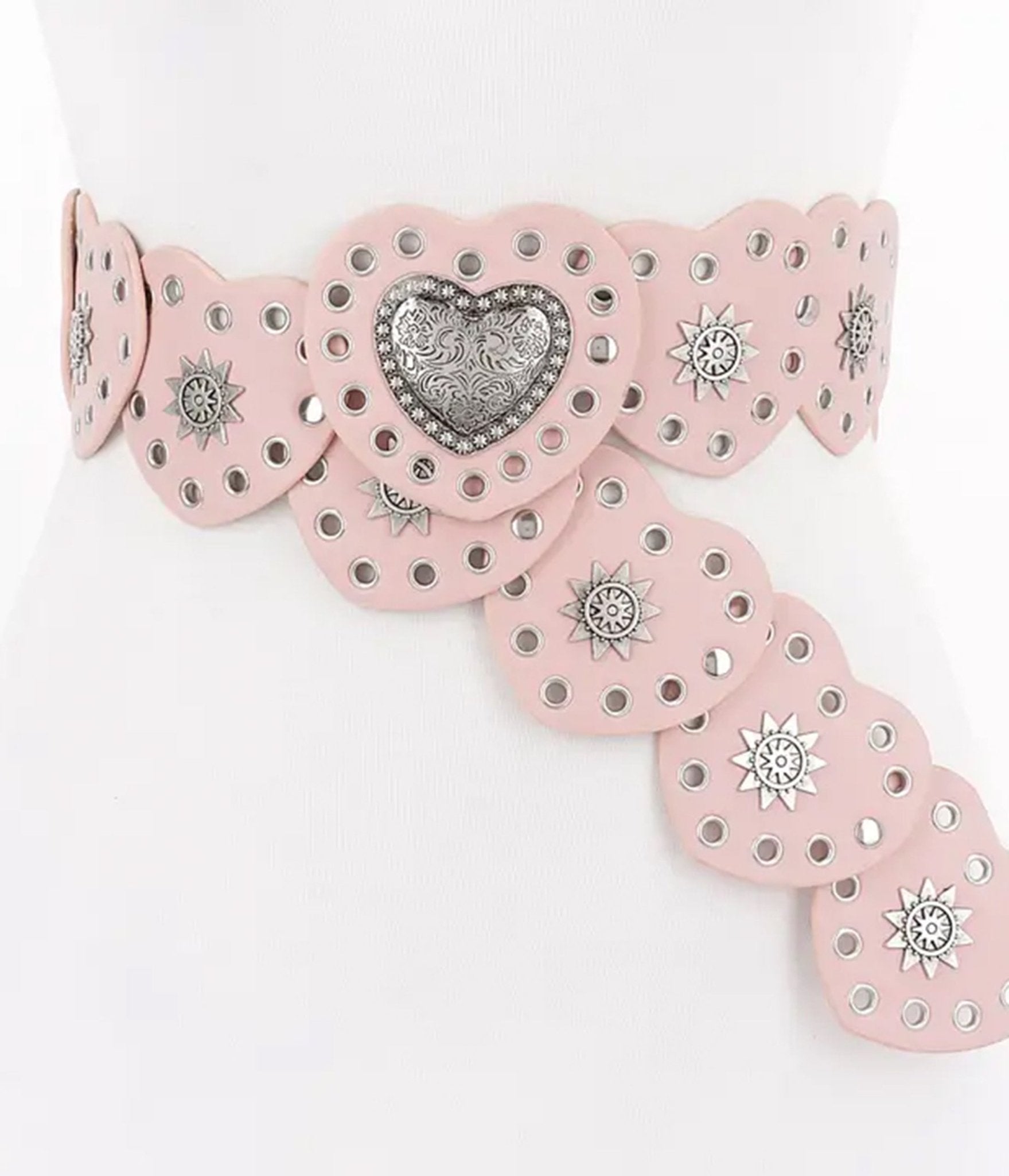 Pink Leatherette Heart Shaped Belt - Unique Vintage - Womens, ACCESSORIES, BELTS