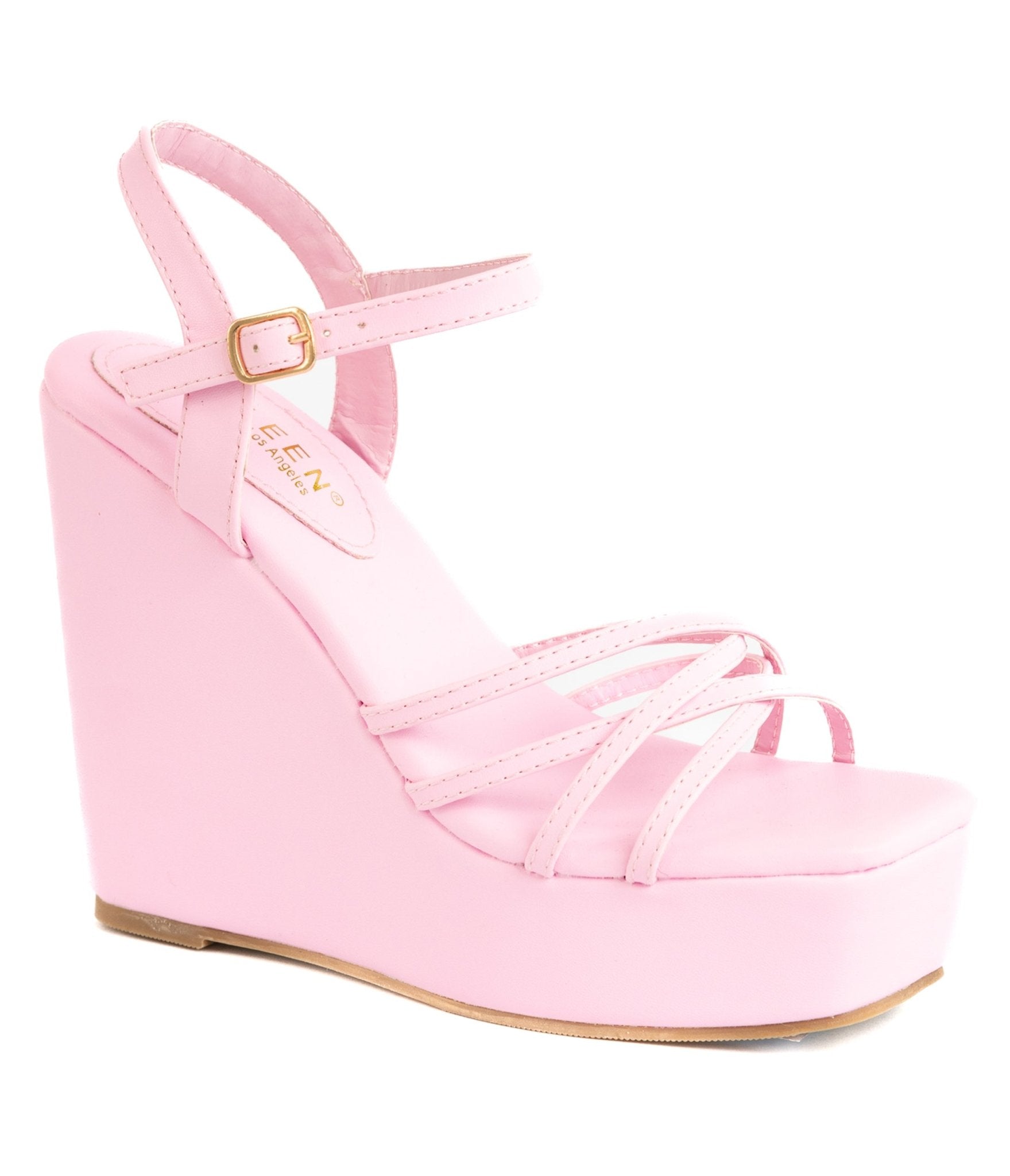 Pink Leatherette Platform Wedges - Unique Vintage - Womens, SHOES, HEELS