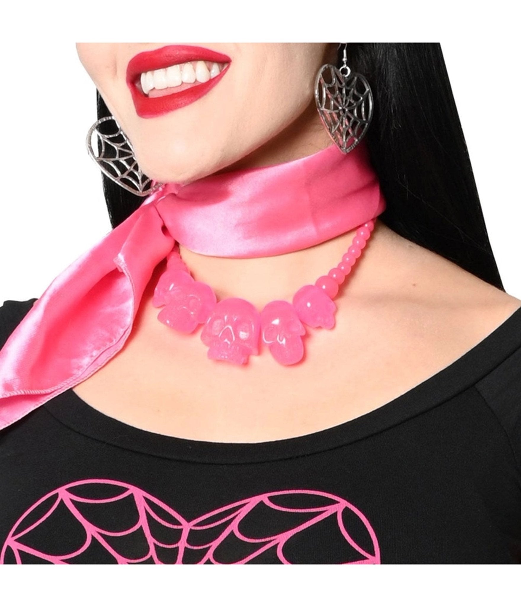 Pink Multi Skull Beaded Necklace – Unique Vintage