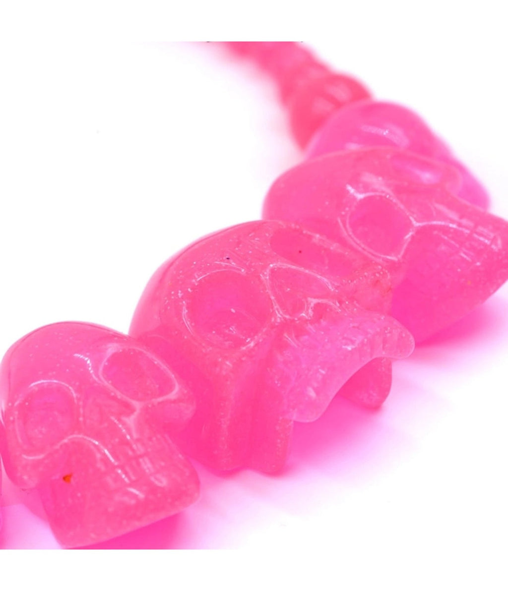 Pink Multi Skull Beaded Necklace - Unique Vintage - Womens, ACCESSORIES, JEWELRY