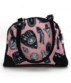 Pink Occult Print Bowler Bag - Unique Vintage - Womens, ACCESSORIES, HANDBAGS