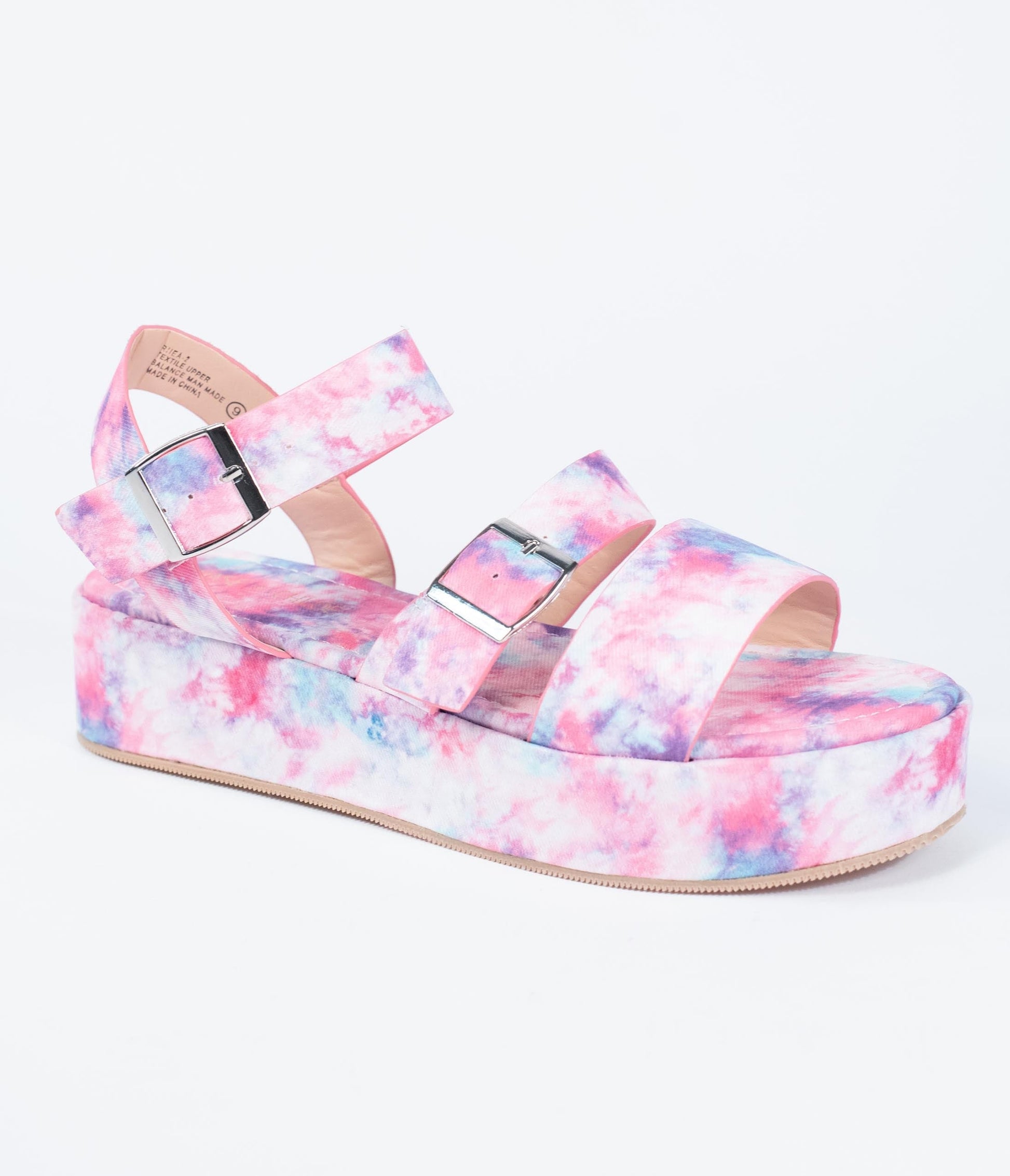 Pink & Purple Tie Dye Platform Sandals - Unique Vintage - Womens, SHOES, SANDALS