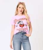 Pink & Red California Cherries Graphic Tee - Unique Vintage - Womens, GRAPHIC TEES, TEES