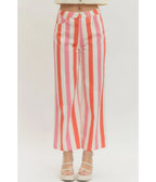 Pink & Red Stripe Wide Leg Pants - Unique Vintage - Womens, BOTTOMS, PANTS