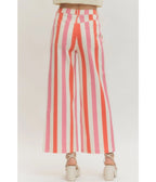Pink & Red Stripe Wide Leg Pants - Unique Vintage - Womens, BOTTOMS, PANTS