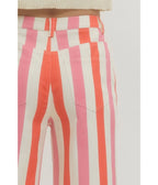 Pink & Red Stripe Wide Leg Pants - Unique Vintage - Womens, BOTTOMS, PANTS