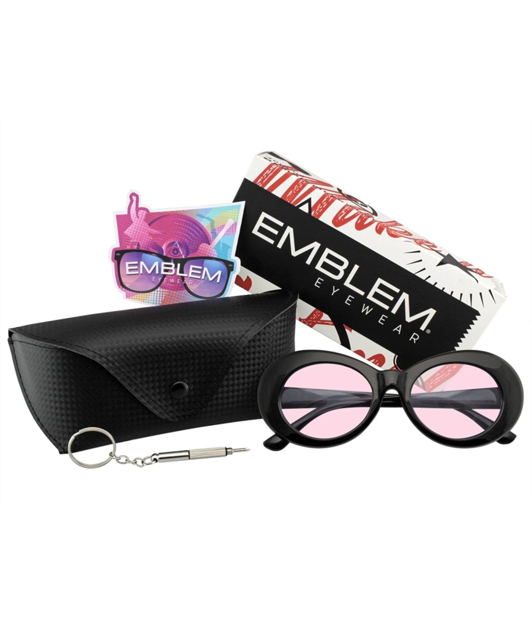 Pink Retro Oval Sunglasses - Unique Vintage - Womens, ACCESSORIES, SUNGLASSES