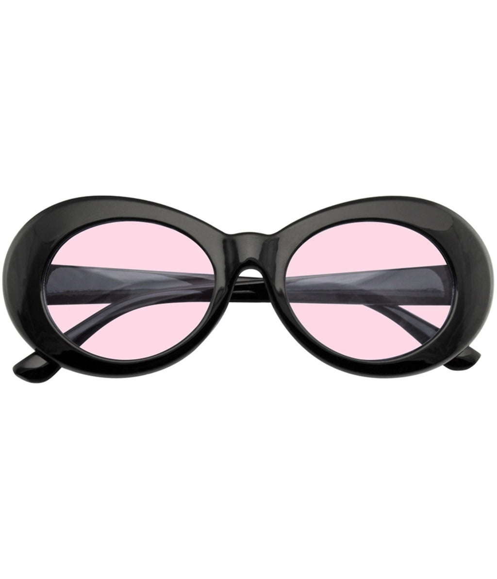 Pink Retro Oval Sunglasses - Unique Vintage - Womens, ACCESSORIES, SUNGLASSES